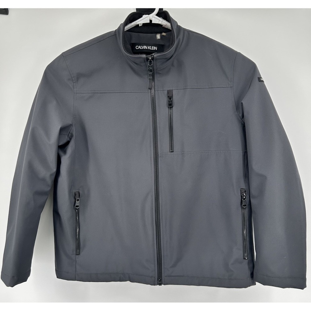 Calvin Klein Full Zip Faux Fir Lined‎ Full Zip Jacket Polyester Shell Gray Large